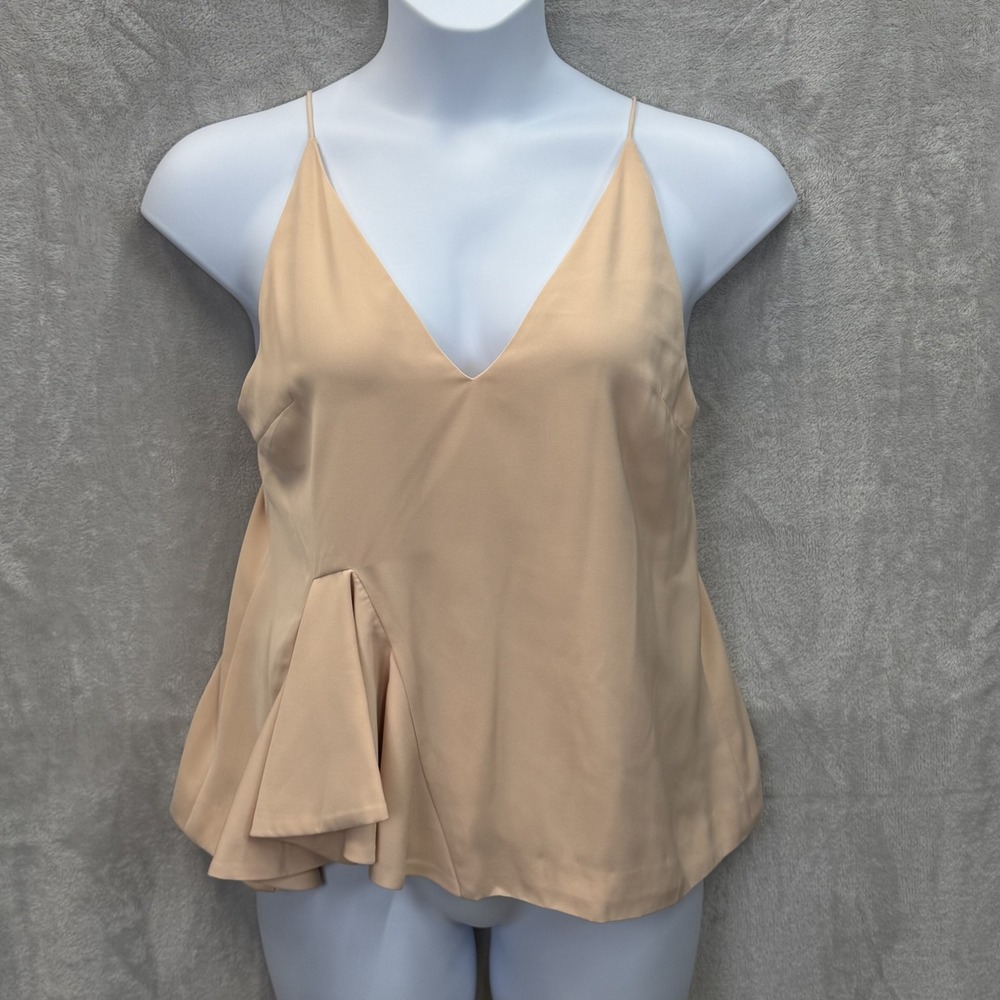 C/MEO Collective Spelt Out Top Womens L Sunkiss Camisole V-Neck Ruffle Lined NWT